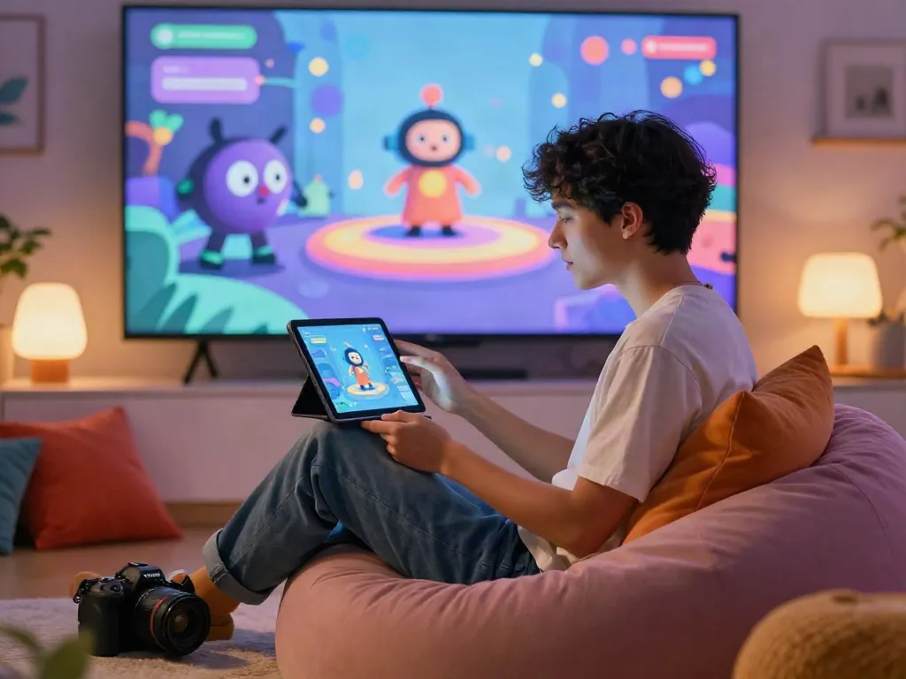 Engaging with Crush On AI in a cozy digital interaction setup