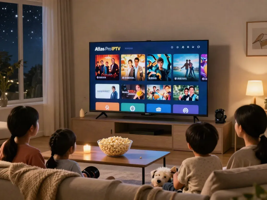 Profitez de l'application atlas pro iptv lors d'une soirée film en famille.